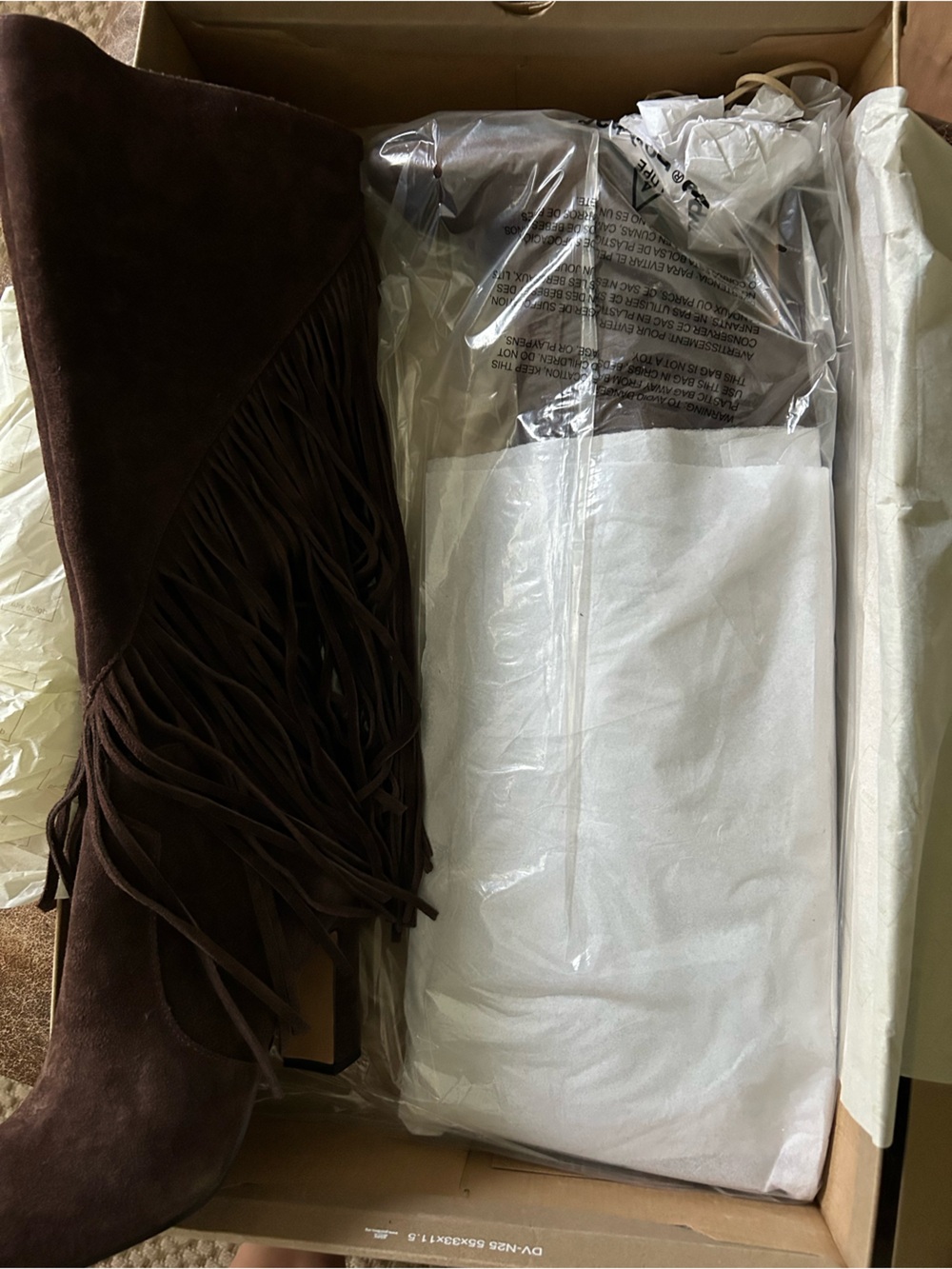 Anthropologie Dolce Vita Giano Suede Fringe Boots Knee High Block Heel Western - Picture 10 of 11